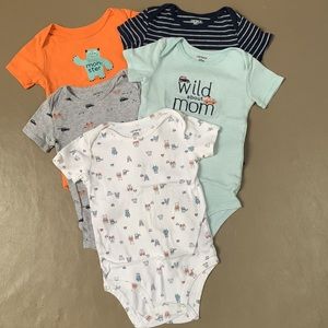 Carter’s 24 month boys monster & cars onesie bodysuits 5 piece set